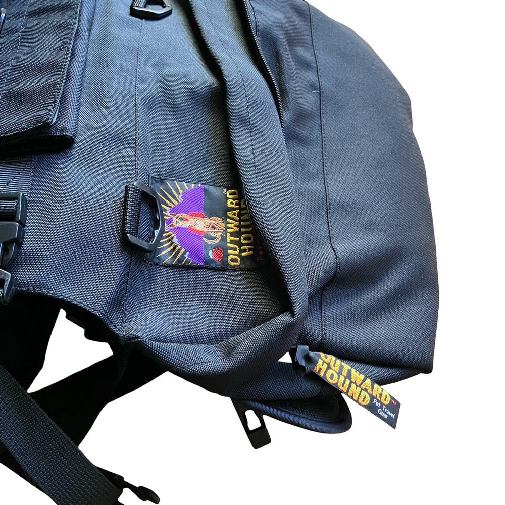 Outward Hound Dog Saddle Backpack Adjustable Black Medium Clip On Removable - Picture 12 of 13